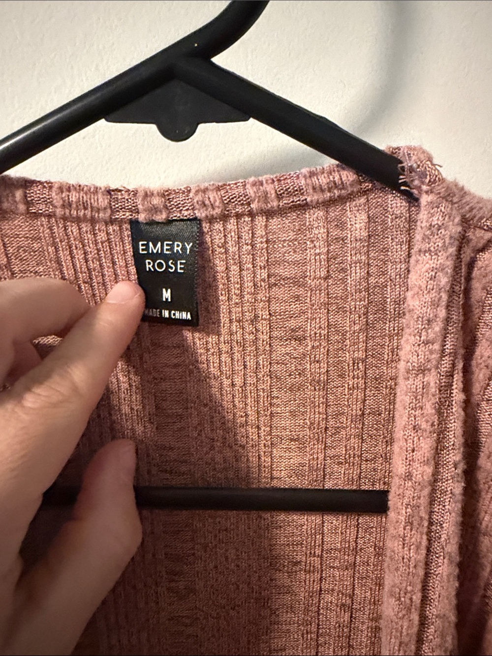 Open-Front Ribbed Cardigan with Pocket Ruching - Dusty Pink - Picture 2 of 4